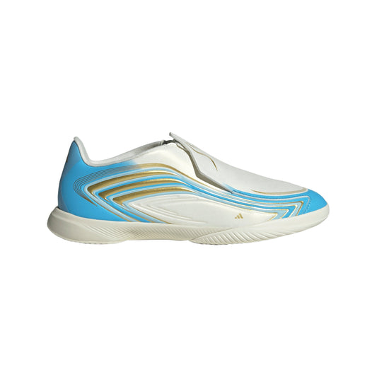 adidas F50 Messi League Laceless IN Indoor Youth Soccer Shoes - Ivory/Blue