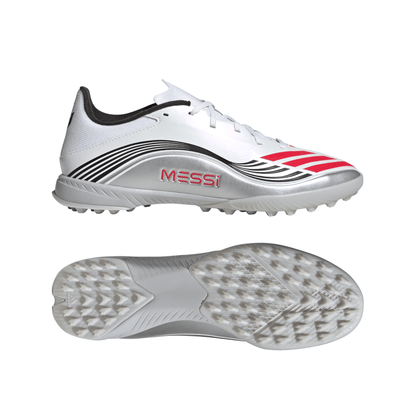 adidas F50 Messi League Turf Soccer Cleats - White/Red/Silver