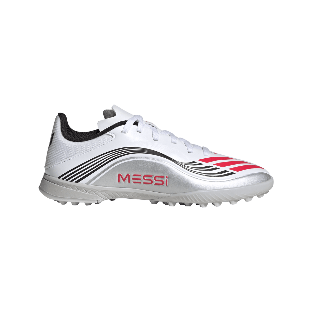 adidas F50 Messi League Turf Youth Soccer Cleats - White/Red/Silver