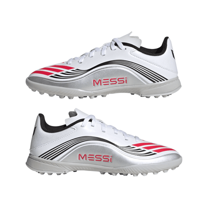 adidas F50 Messi League Turf Youth Soccer Cleats - White/Red/Silver