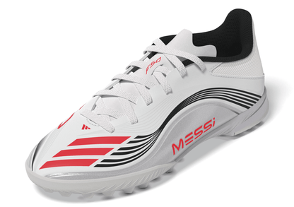 adidas F50 Messi League Turf Youth Soccer Cleats - White/Red/Silver
