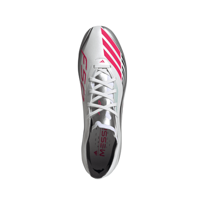 adidas F50 Messi Pro Firm Ground Soccer Cleats - White/Red/Silver
