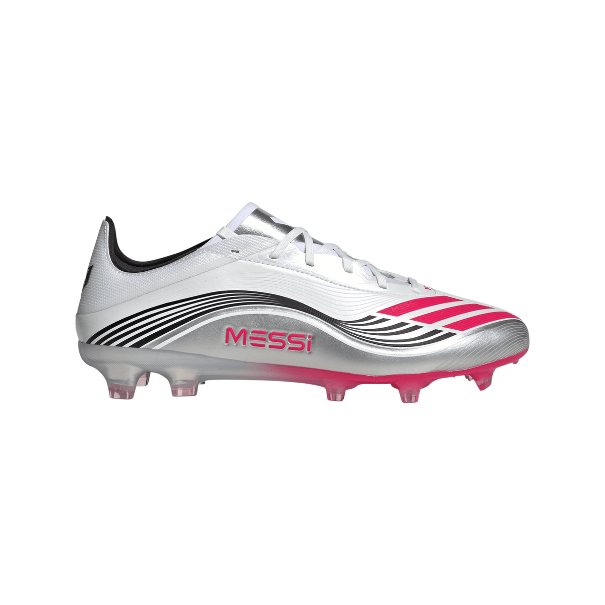 adidas F50 Messi Pro Firm Ground Soccer Cleats - White/Red/Silver