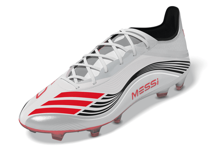 adidas F50 Messi Pro Firm Ground Soccer Cleats - White/Red/Silver