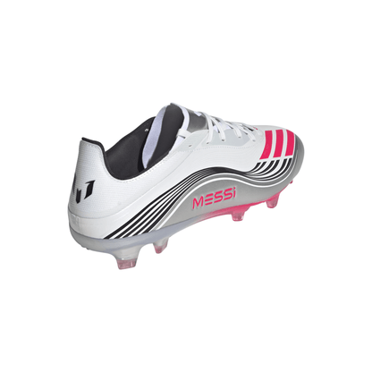 adidas F50 Messi Pro Firm Ground Soccer Cleats - White/Red/Silver