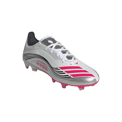 adidas F50 Messi Pro Firm Ground Soccer Cleats - White/Red/Silver