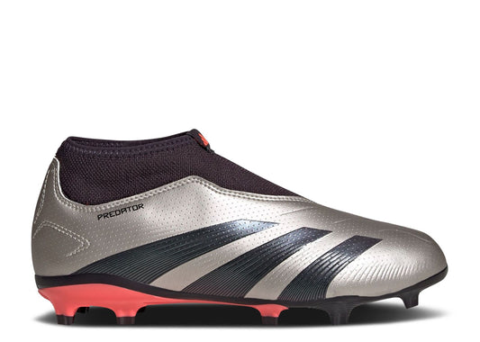 adidas Kid's Predator League Lace Less  FG J Firm Ground Soccer Cleats Plamet/Black/Turbo