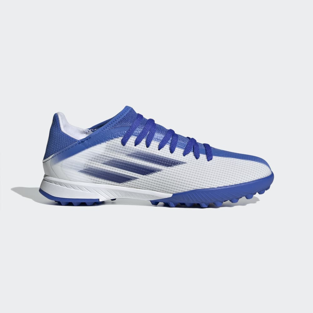 adidas Kid's X Speed Flow.3 TF J Turf Soccer Shoes White/Blue