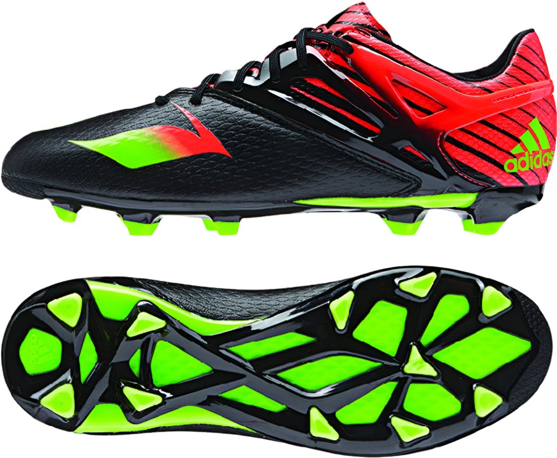 adidas Messi 15.1 FG/AG Multi-Ground Youth Soccer Cleats - Black/Solar Green/Solar Red