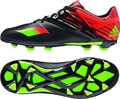 adidas Messi 15.1 FG/AG Multi-Ground Youth Soccer Cleats - Black/Solar Green/Solar Red