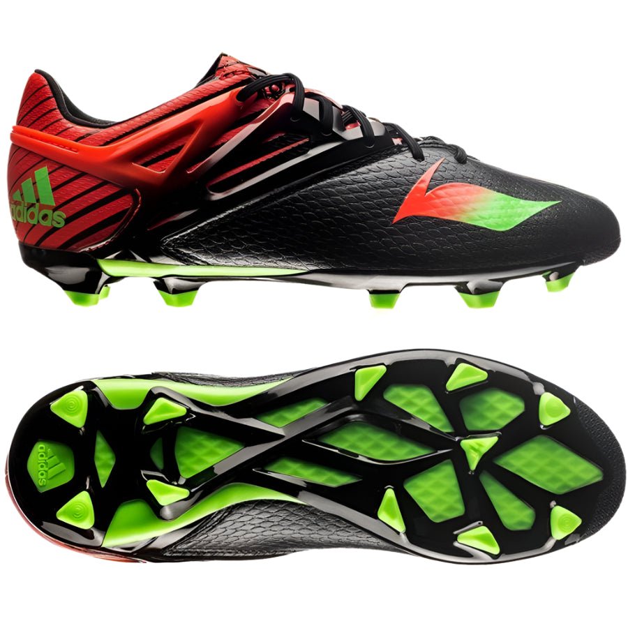 adidas Messi 15.1 FG/AG Multi-Ground Youth Soccer Cleats - Black/Solar Green/Solar Red