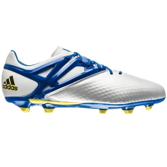 adidas Messi 15.1 FG/AG Multi-Ground Youth Soccer Cleats - White/Prime Blue/Black