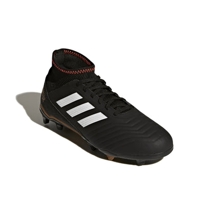 adidas Predator 18.3 FG Firm Ground Youth Soccer Cleats - Black/White/Solar Red
