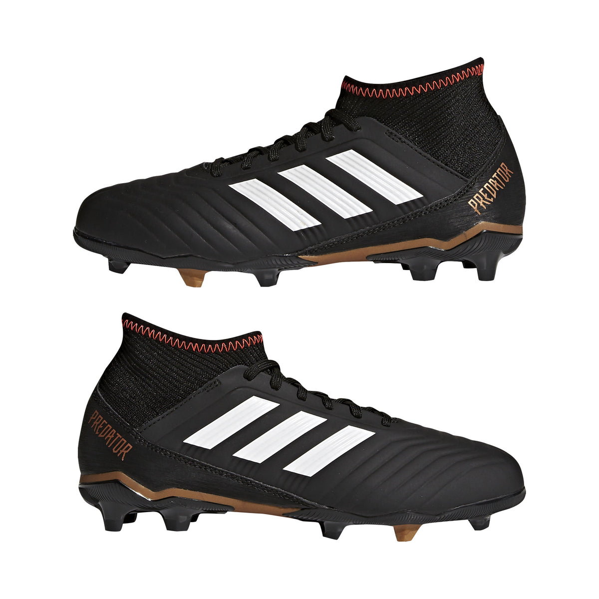 adidas Predator 18.3 FG Firm Ground Youth Soccer Cleats - Black/White/Solar Red
