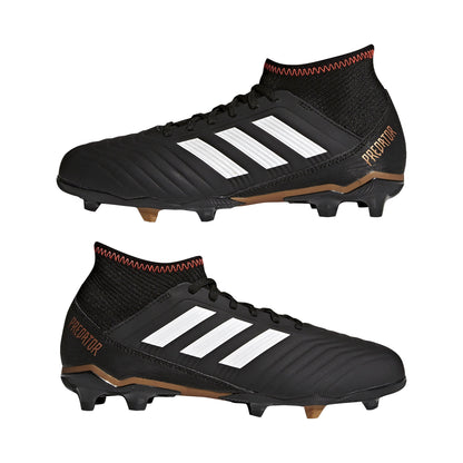 adidas Predator 18.3 FG Firm Ground Youth Soccer Cleats - Black/White/Solar Red