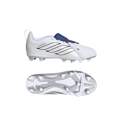 adidas Predator Club Fold-Over Tongue Elastic Laces Firm Ground/Multi Ground Youth Soccer Cleats - White