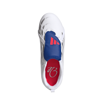 adidas Predator Club Fold-Over Tongue Elastic Laces Firm Ground/Multi Ground Youth Soccer Cleats - White