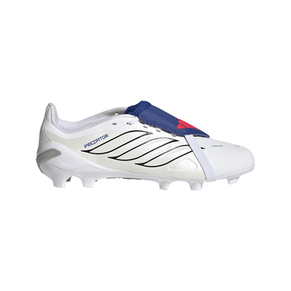 adidas Predator League Fold-Over Tongue FG Firm Ground Youth Soccer Cleats - White/Zero Metallic/Blue