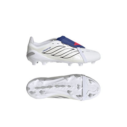 adidas Predator League Fold-Over Tongue FG Firm Ground Youth Soccer Cleats - White/Zero Metallic/Blue