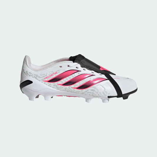 adidas Predator League Fold-Over Tongue Firm Ground Youth Soccer Cleats - White/Solar Turbo/Black