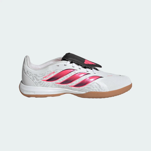 adidas Predator League Fold-Over Tongue Indoor Youth Soccer Shoes - White/Solar Turbo/Black