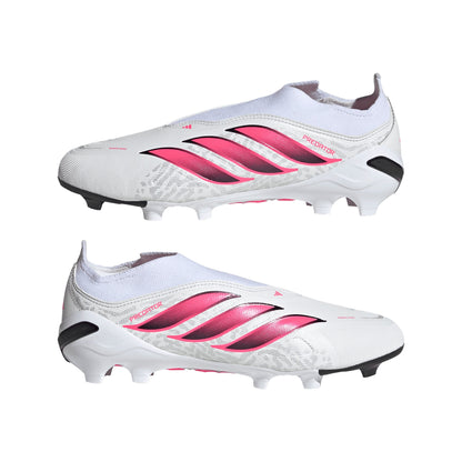 adidas Predator League Laceless Firm Ground Youth Soccer Cleats - White/Solar Turbo/Black