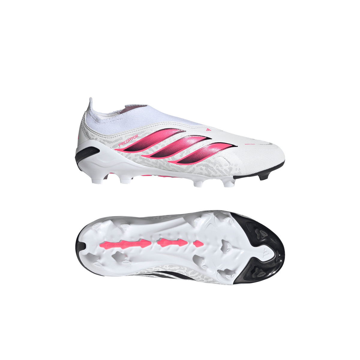 adidas Predator League Laceless Firm Ground Youth Soccer Cleats - White/Solar Turbo/Black