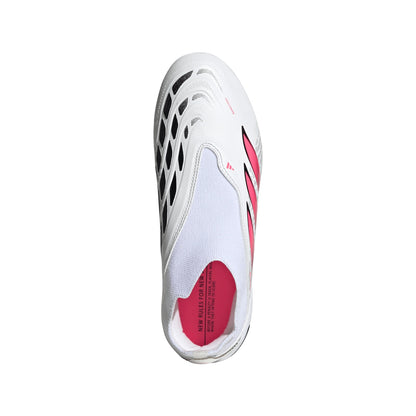 adidas Predator League Laceless Firm Ground Youth Soccer Cleats - White/Solar Turbo/Black