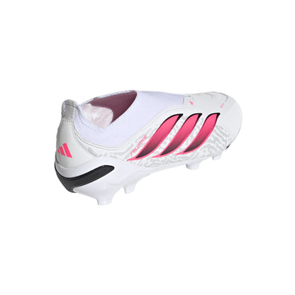 adidas Predator League Laceless Firm Ground Youth Soccer Cleats - White/Solar Turbo/Black