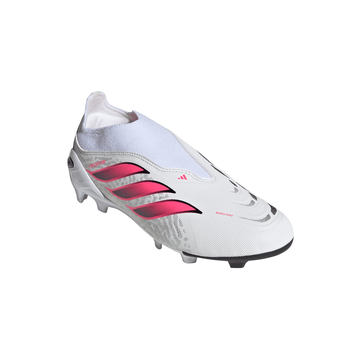 adidas Predator League Laceless Firm Ground Youth Soccer Cleats - White/Solar Turbo/Black