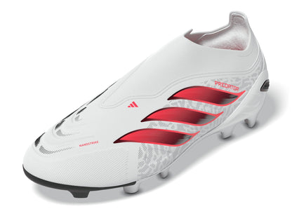 adidas Predator League Laceless Firm Ground Youth Soccer Cleats - White/Solar Turbo/Black
